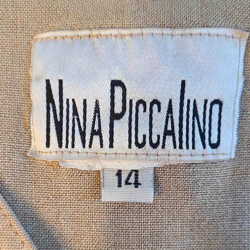 Nina Piccalino Vintage Sleeveless Tan Plaid Button Midi Dress - Picture 11 of 14